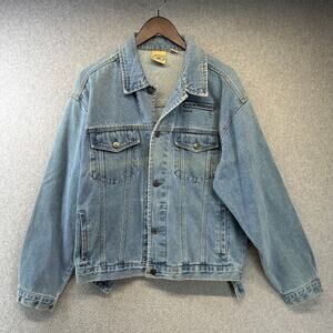 Most Wanted Jacket Mens Large Blue Cotton Denim Black Mountain Ranch Button Up